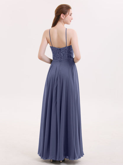 Lace and Chiffon Bridesmaid Dress-Stormy