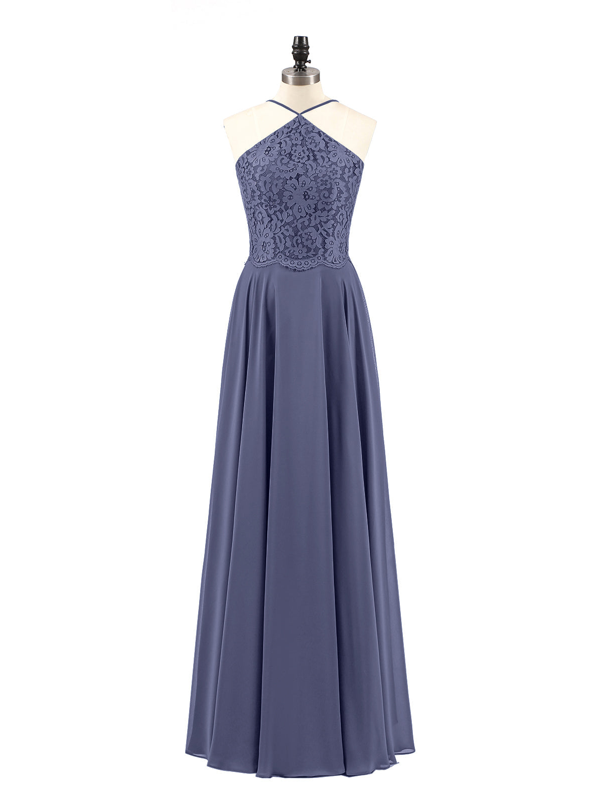 Lace and Chiffon Bridesmaid Dress-Stormy