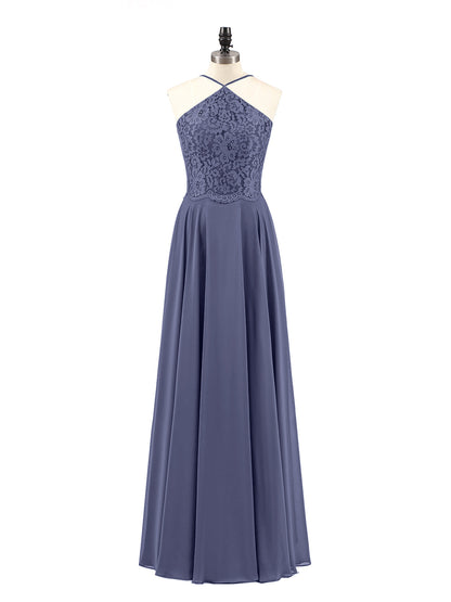 Lace and Chiffon Bridesmaid Dress-Stormy