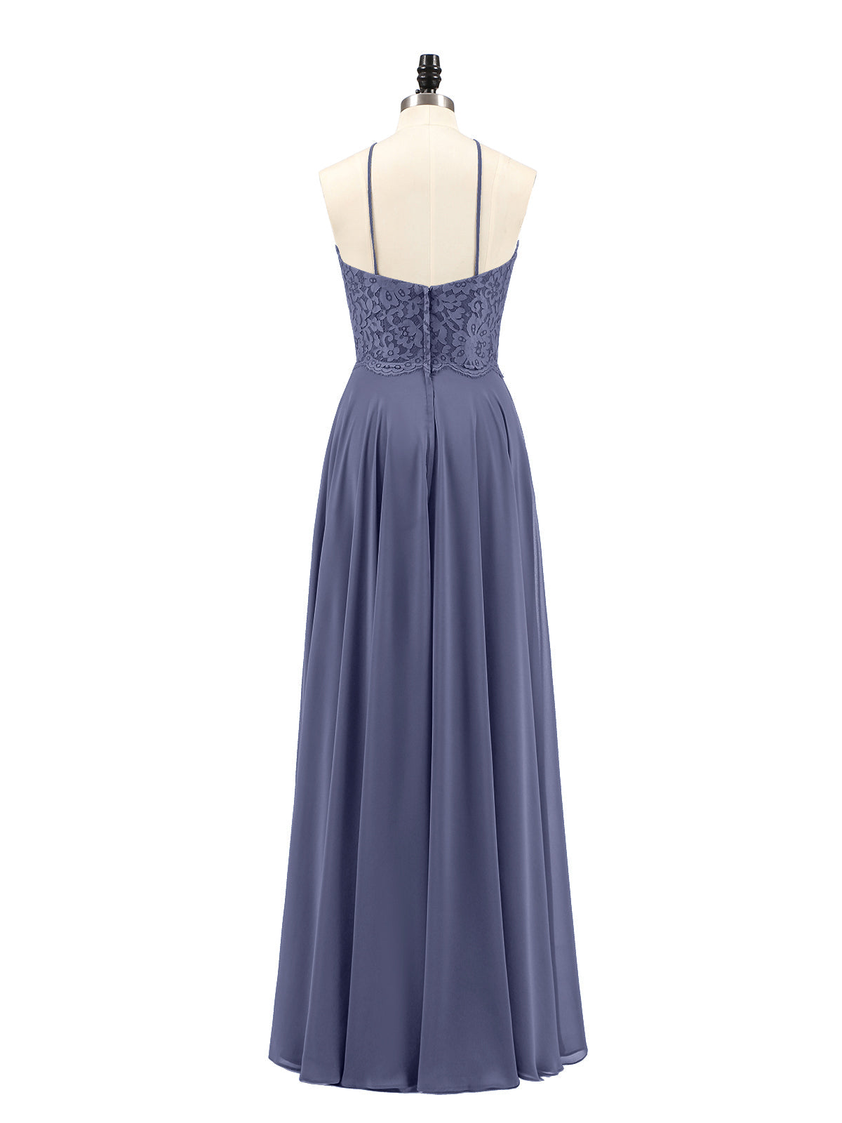 Lace and Chiffon Bridesmaid Dress-Stormy