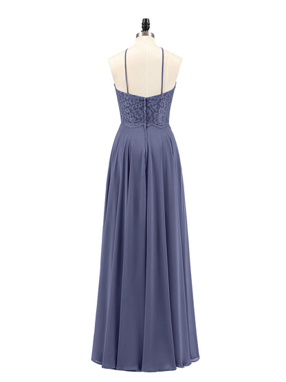 Lace and Chiffon Bridesmaid Dress-Stormy