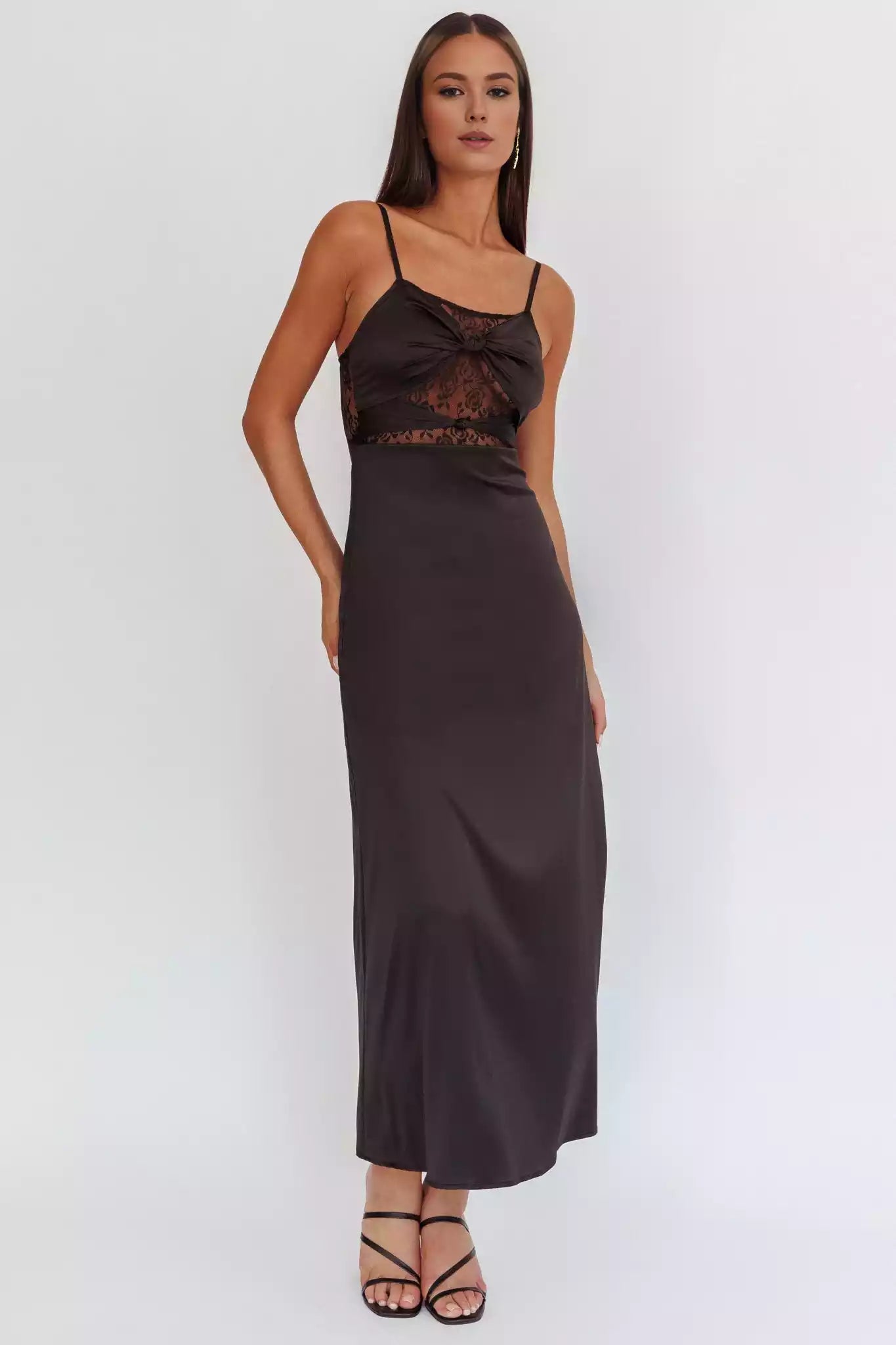 The eye-catching unlined twisted detail lace corset with adjustable shoulder straps and a zipper at the back Prom Dresses