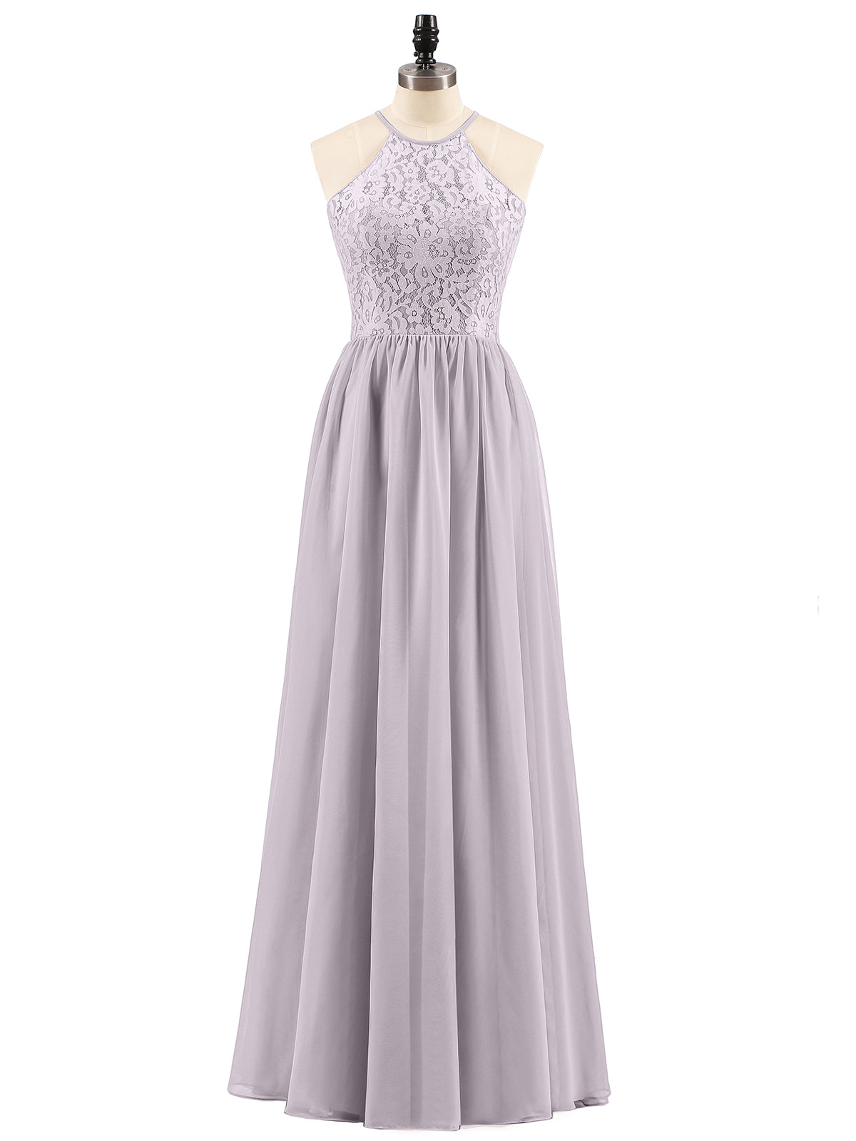 Halter Long Gown with Lace Bodice-Dusk