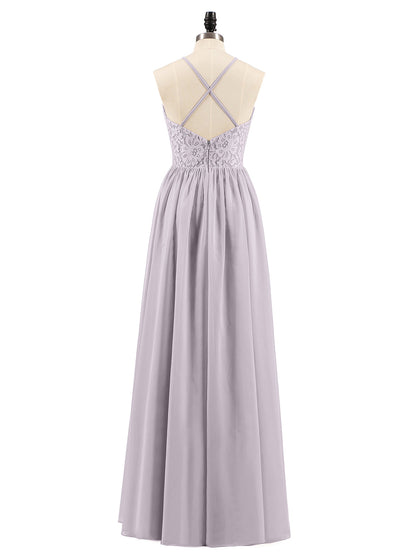 Halter Long Gown with Lace Bodice-Dusk