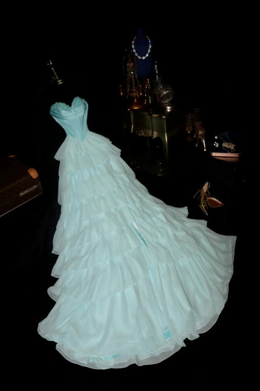 Blue Elegant Exquisite Shining Long Satin Prom Dress gh6811