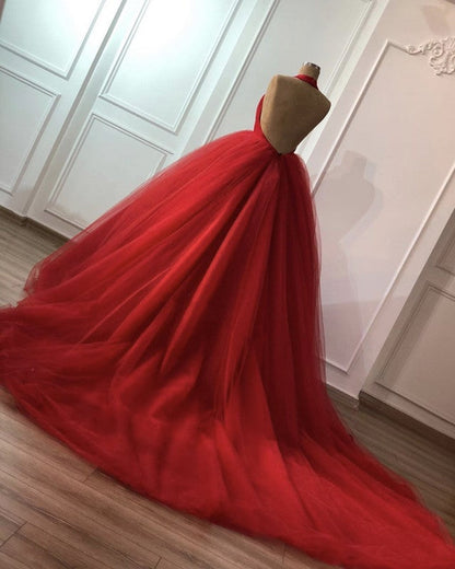 Tulle Ball Gown Halter Dresses For Weddings