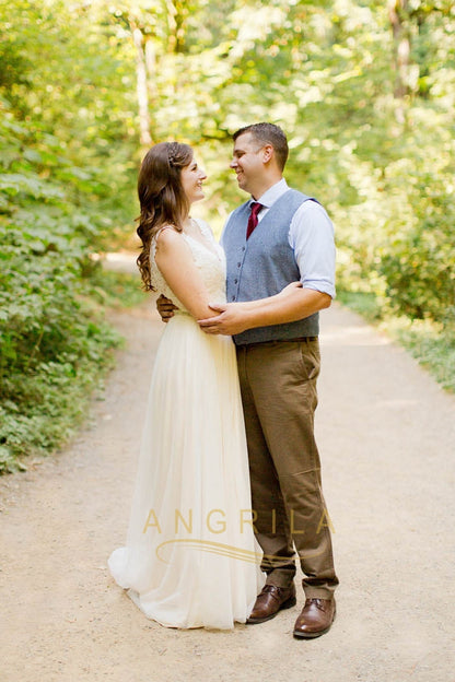Princess V-neck Lace & Tulle Wedding Dresses