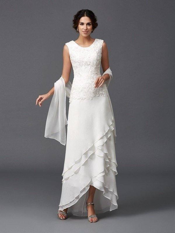 A-Line/Princess Scoop Lace Sleeveless Long Chiffon Mother of the Bride Dresses - RongMoon