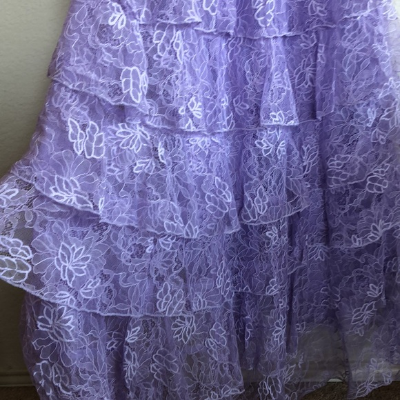 Purple Lace Long Prom Dress Backless Evening Dress Stunning Prom Dress cc361
