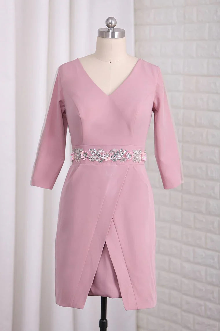 Elegant V-neck satin backless set with beaded bride Mother Of The Bride