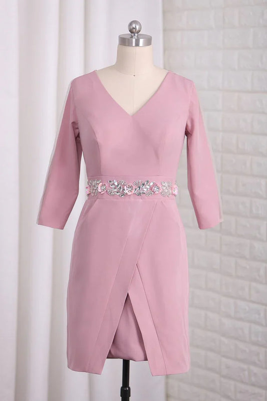 Elegant V-neck satin backless set with beaded bride Mother Of The Bride