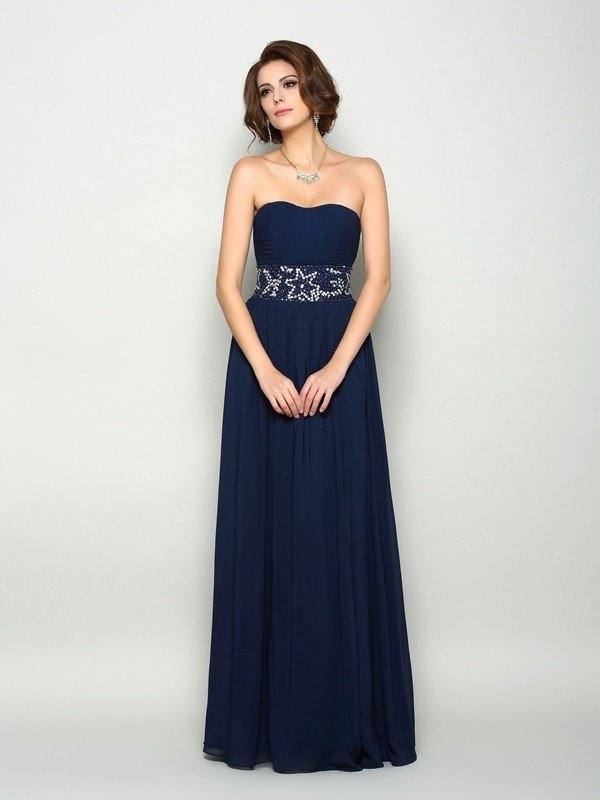 A-Line/Princess Sweetheart Beading Sleeveless Long Chiffon Mother of the Bride Dresses - RongMoon