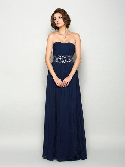 A-Line/Princess Sweetheart Beading Sleeveless Long Chiffon Mother of the Bride Dresses - RongMoon