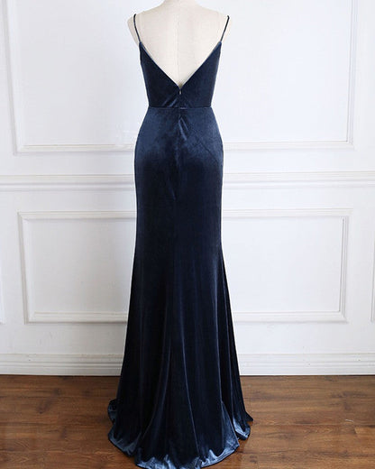 Mermaid Velvet Bridesmaid Dresses Leg Slit