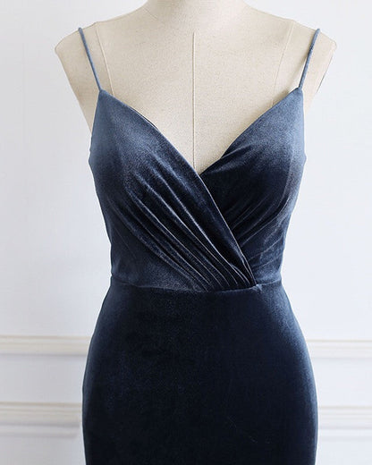 Mermaid Velvet Bridesmaid Dresses Leg Slit