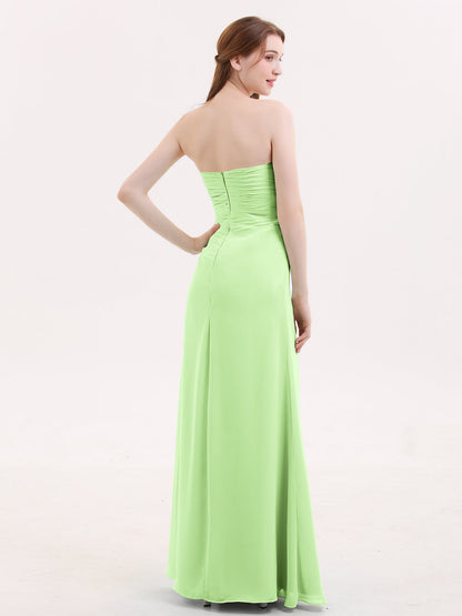 Strapless Sweetheart Neck Dress with Slit-Sage