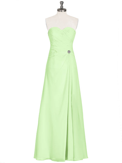 Strapless Sweetheart Neck Dress with Slit-Sage