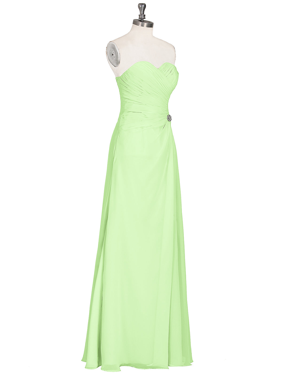 Strapless Sweetheart Neck Dress with Slit-Sage