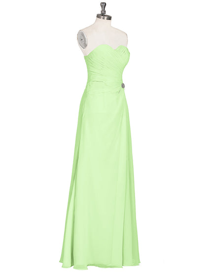 Strapless Sweetheart Neck Dress with Slit-Sage