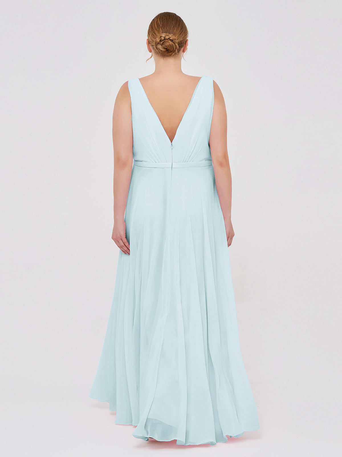 V Neckline Chiffon Bridesmaid Dresses Mist