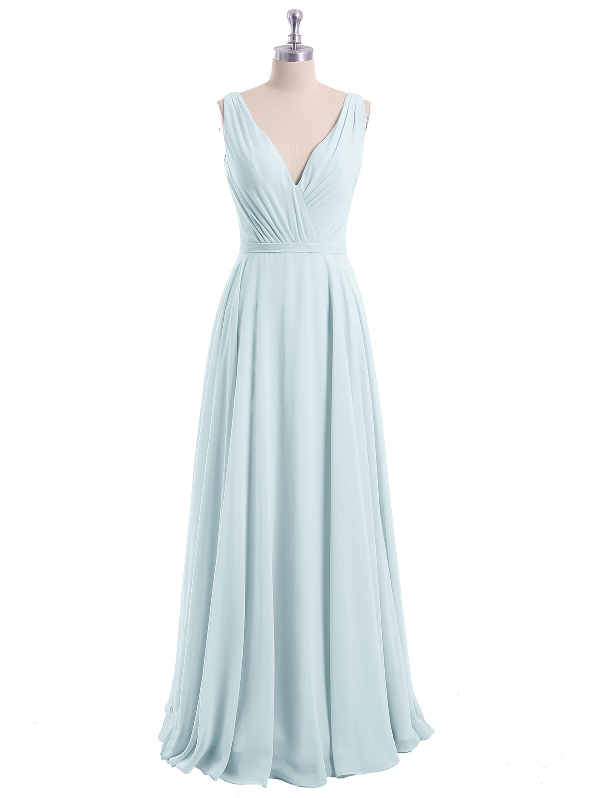 V Neckline Chiffon Bridesmaid Dresses Mist