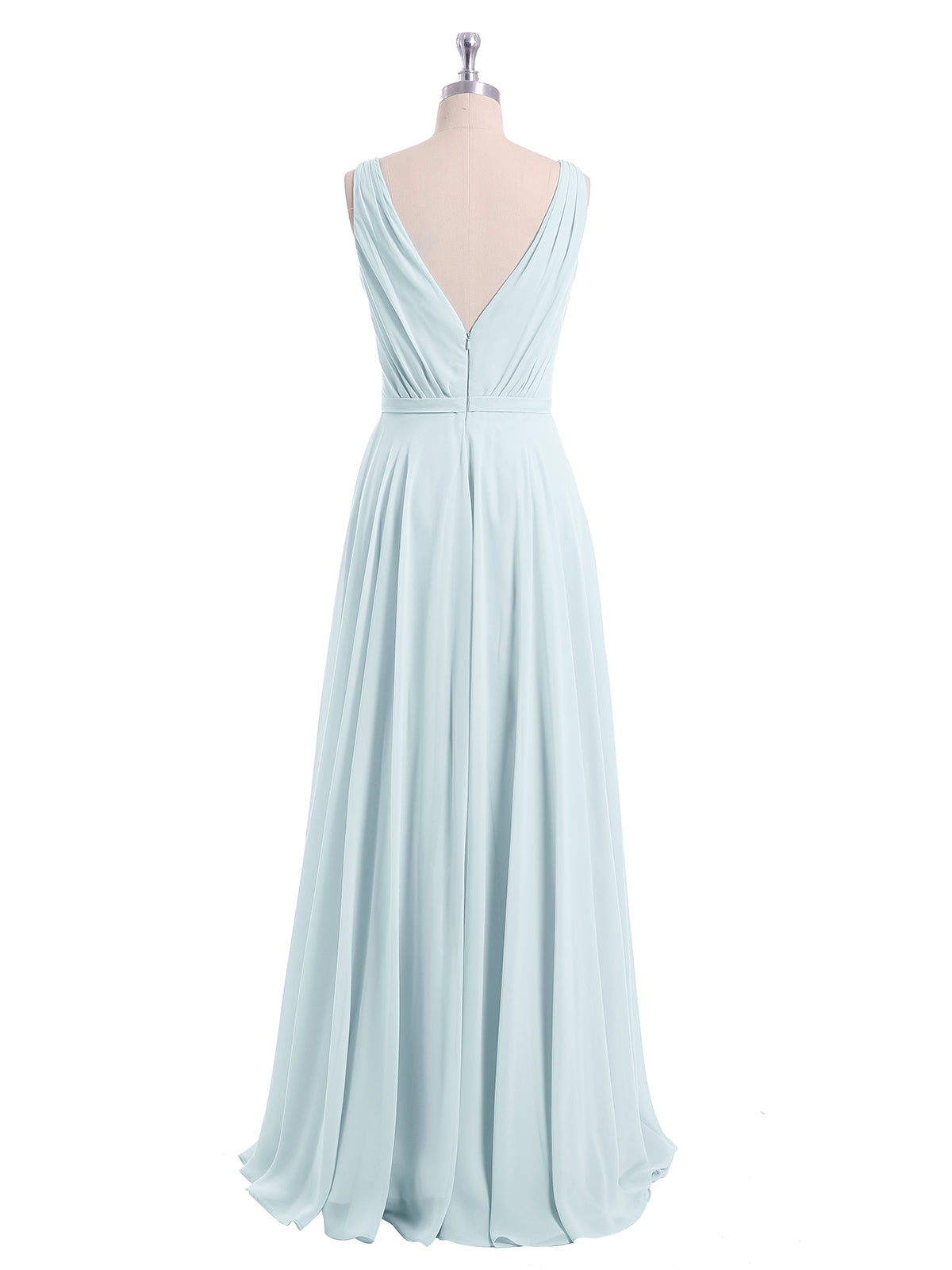 V Neckline Chiffon Bridesmaid Dresses Mist