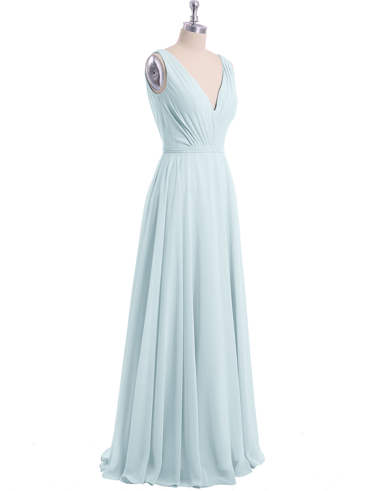 V Neckline Chiffon Bridesmaid Dresses Mist