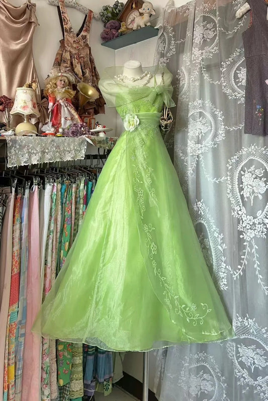 Green Flower Graduation Dress for Girls Prom Dress Long Formal Dress  gh6790