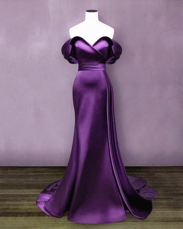 Mermaid Violet Prom Dresses Off The Shoulder
