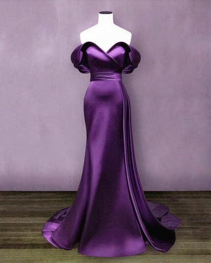 Mermaid Violet Prom Dresses Off The Shoulder
