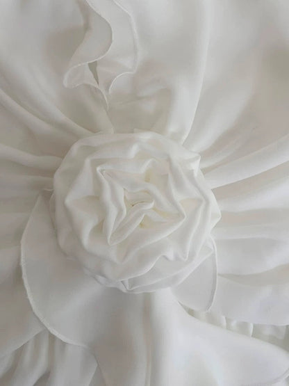 Elegant A line Halter White Sleeveless Chiffon Long Evening Party Gowns Evening Formal Dresses Prom Dress W885