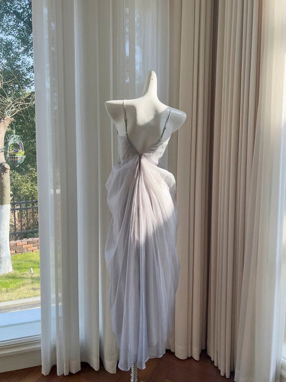 Elegant A Line Spaghetti Straps Sleeveless Long Evening Party Gowns Evening Formal Dresses Prom Dress W900