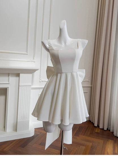 Pretty Ball Gown Square Neck White Summer 16th Birthday Dresses For Teens Hoco Dress Mini 18th Birthday Outfit Cocktail Dresses For Women W903