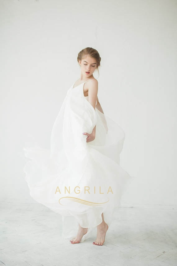 A-line Spaghetti Straps V-neck Long Maternity Wedding Dresses