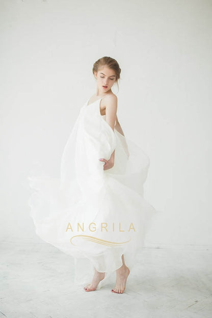 A-line Spaghetti Straps V-neck Long Maternity Wedding Dresses