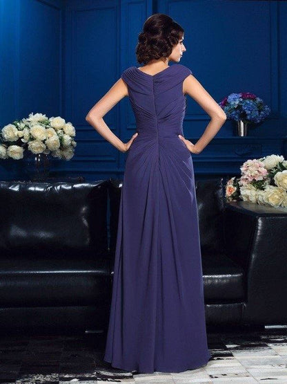 A-Line/Princess Pleats Sleeveless Long Chiffon Mother of the Bride Dresses - RongMoon