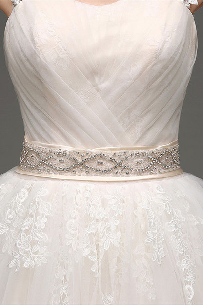 Ball-Gown/Princess Scoop Neck Floor Length Chiffon Wedding Dress With Beading Sequins
