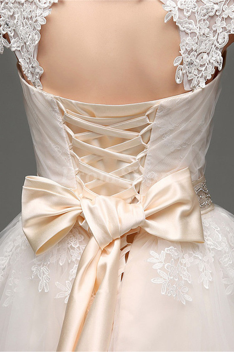 Ball-Gown/Princess Scoop Neck Floor Length Chiffon Wedding Dress With Beading Sequins