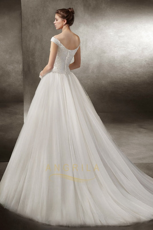 Off-the-shoulder Sweetheart Lace Applique Wedding Dresses
