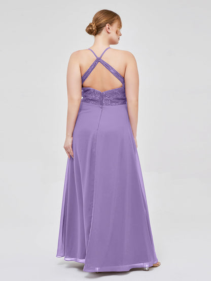 Lace Bodice Chiffon Skirt Dresses with Slit Tahiti