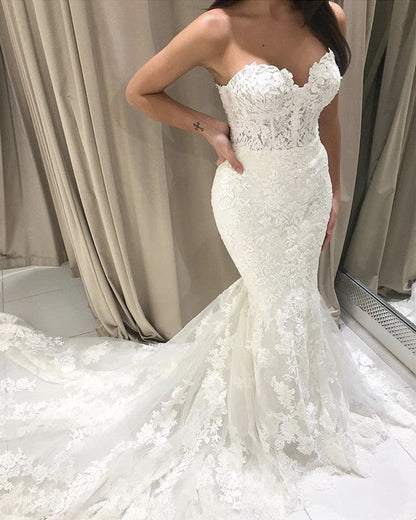 Elegant Lace Mermaid Wedding Dress Sweetheart