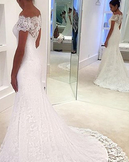 Mermaid Wedding Dress Lace Off Shoulder