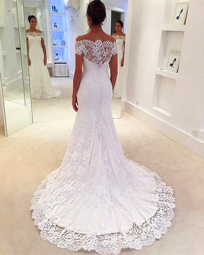 Mermaid Wedding Dress Lace Off Shoulder