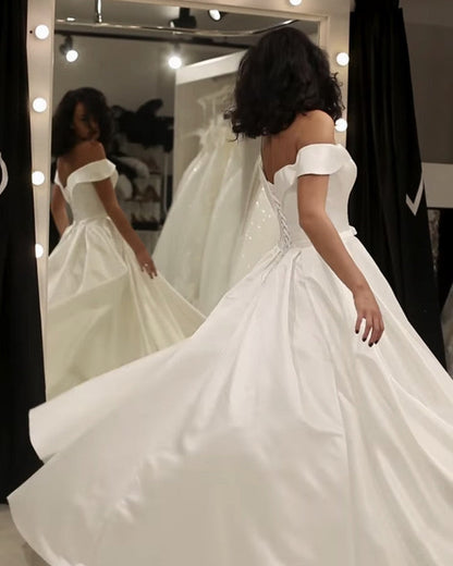 Sexy Off Shoulder Satin Wedding Dress