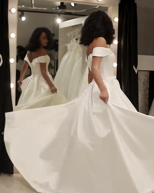 Sexy Off Shoulder Satin Wedding Dress