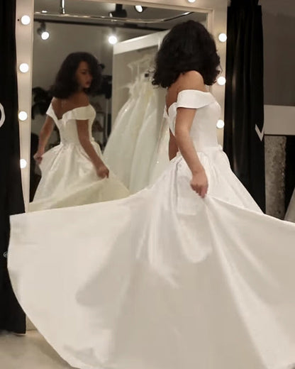 Sexy Off Shoulder Satin Wedding Dress