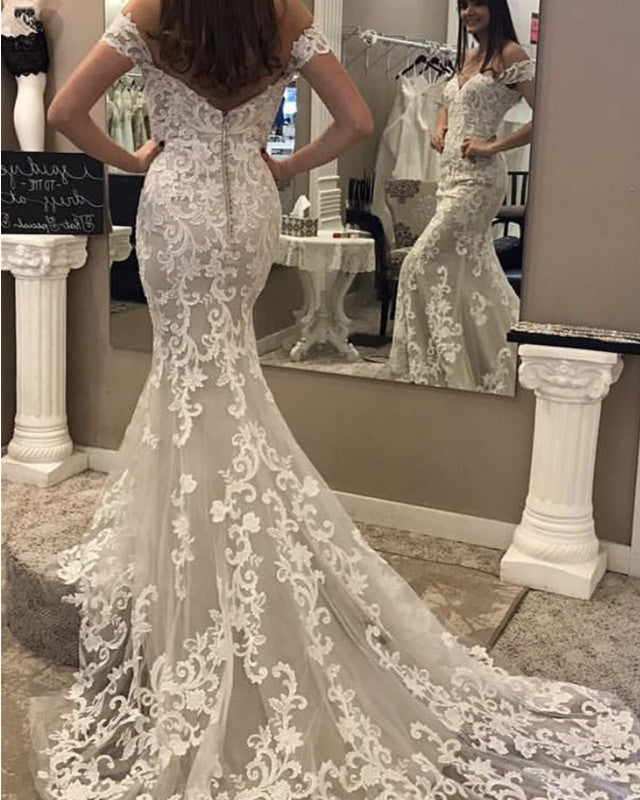 Vintage Lace Wedding Dress Mermaid Off The Shoulder