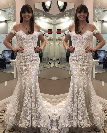 Vintage Lace Wedding Dress Mermaid Off The Shoulder