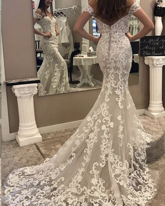 Vintage Lace Wedding Dress Mermaid Off The Shoulder