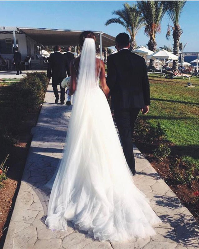 V Neck Lace Mermaid Wedding Dress Removable Skirt